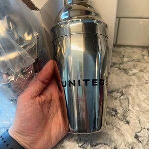 Two New United Airlines Stainless Steel Cocktail Shaker